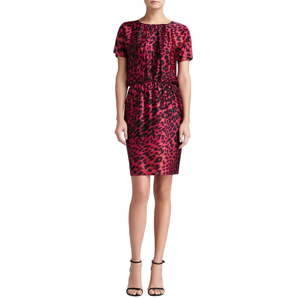 St. John Silk Pink and Black Leopard Dress size 4